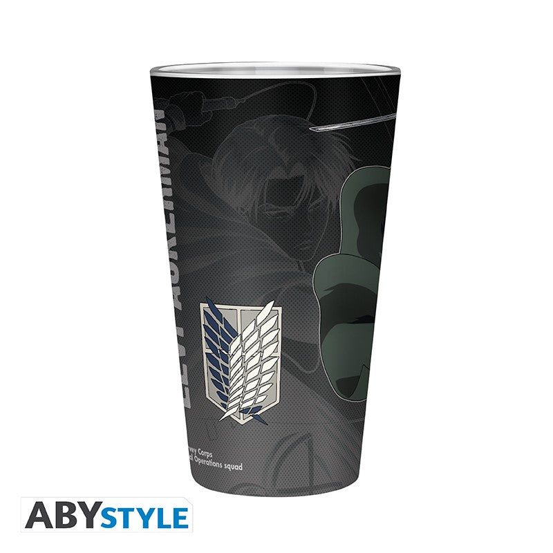 進擊的巨人 特大玻璃杯 400ml 里維 - Microworks ACG