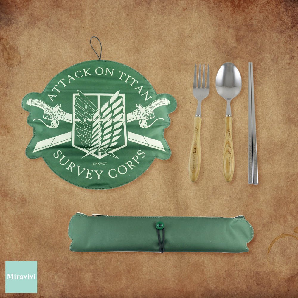 進擊的巨人 餐具餐墊收納組 A款 調查兵團 - Microworks ACG