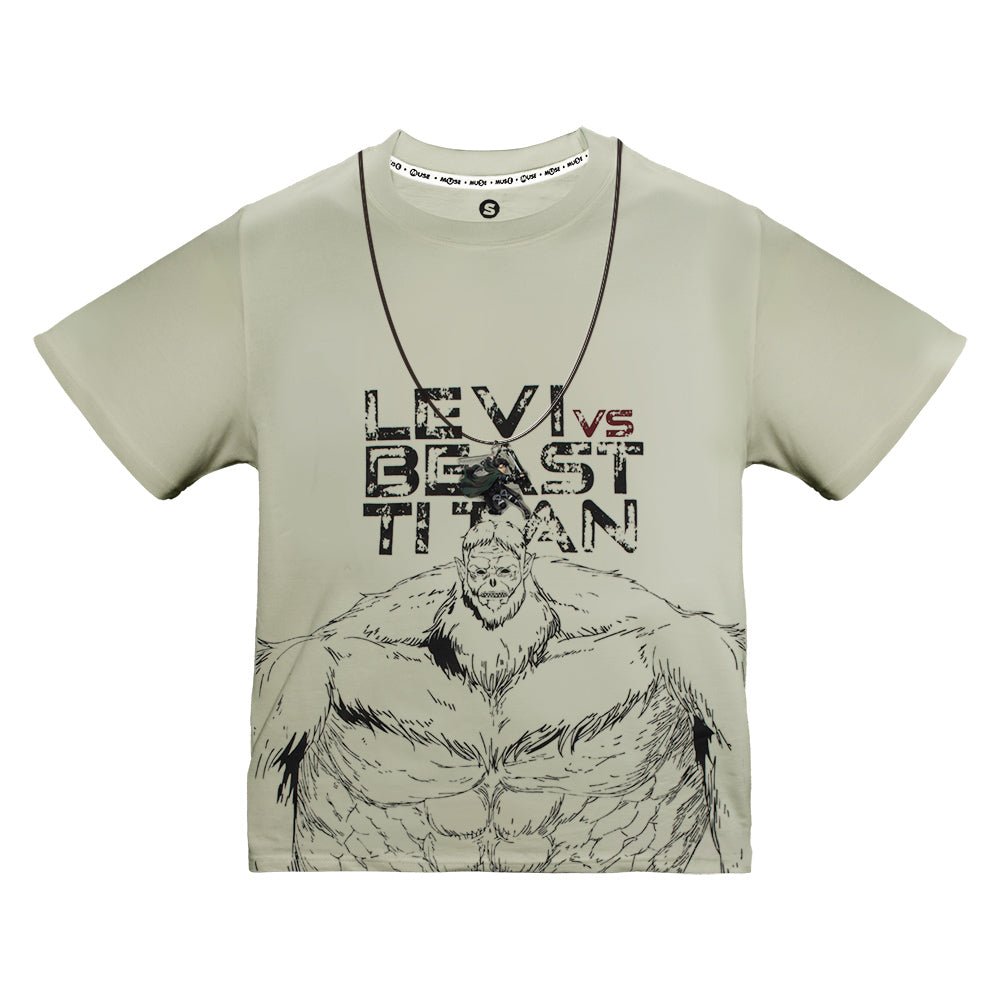 進擊的巨人 趣味T-shirt 里維＋獸巨 - Microworks ACG