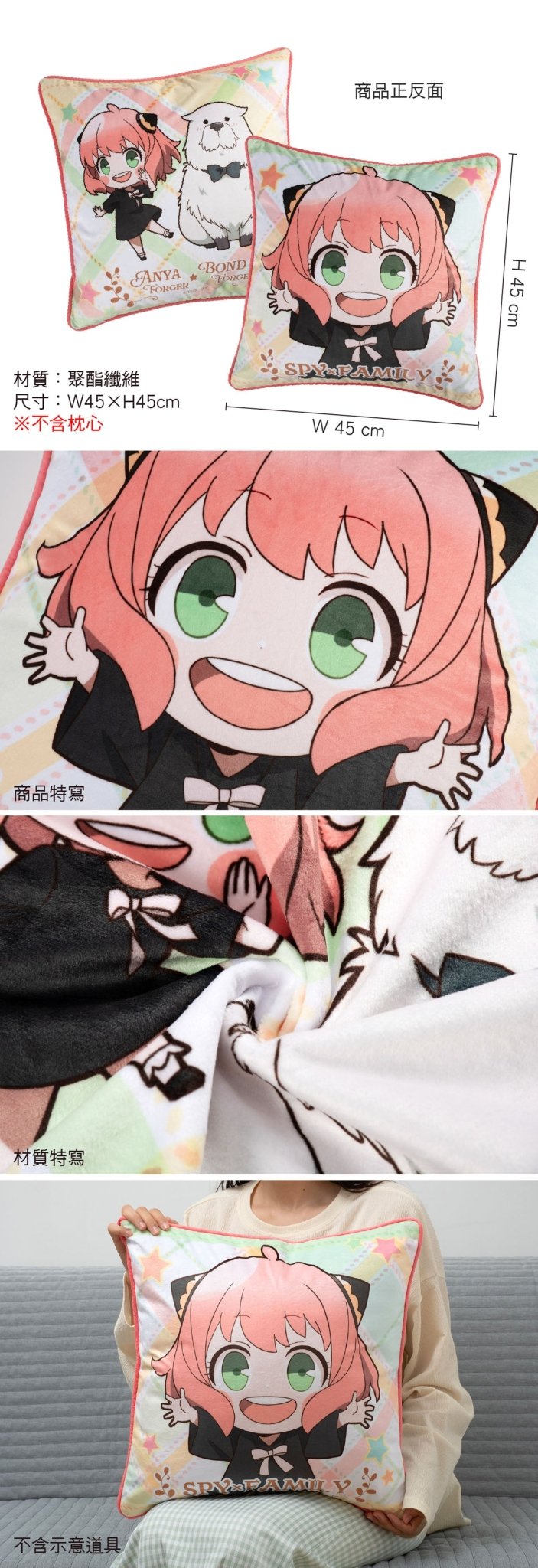 SPY×FAMILY 間諜家家酒 全彩枕套(45x45) A款 安+彭 - Microworks ACG