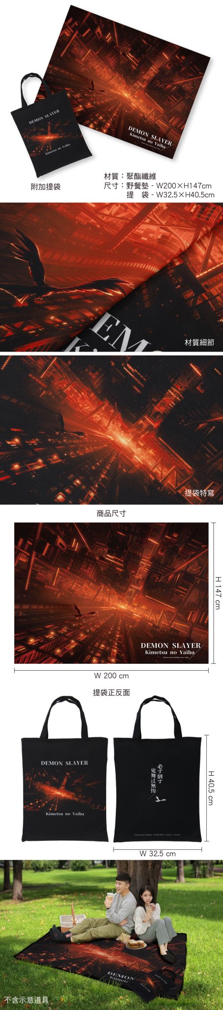 鬼滅之刃劇場版 無限城篇 野餐墊(附加提袋) C款 無限城 - Microworks ACG