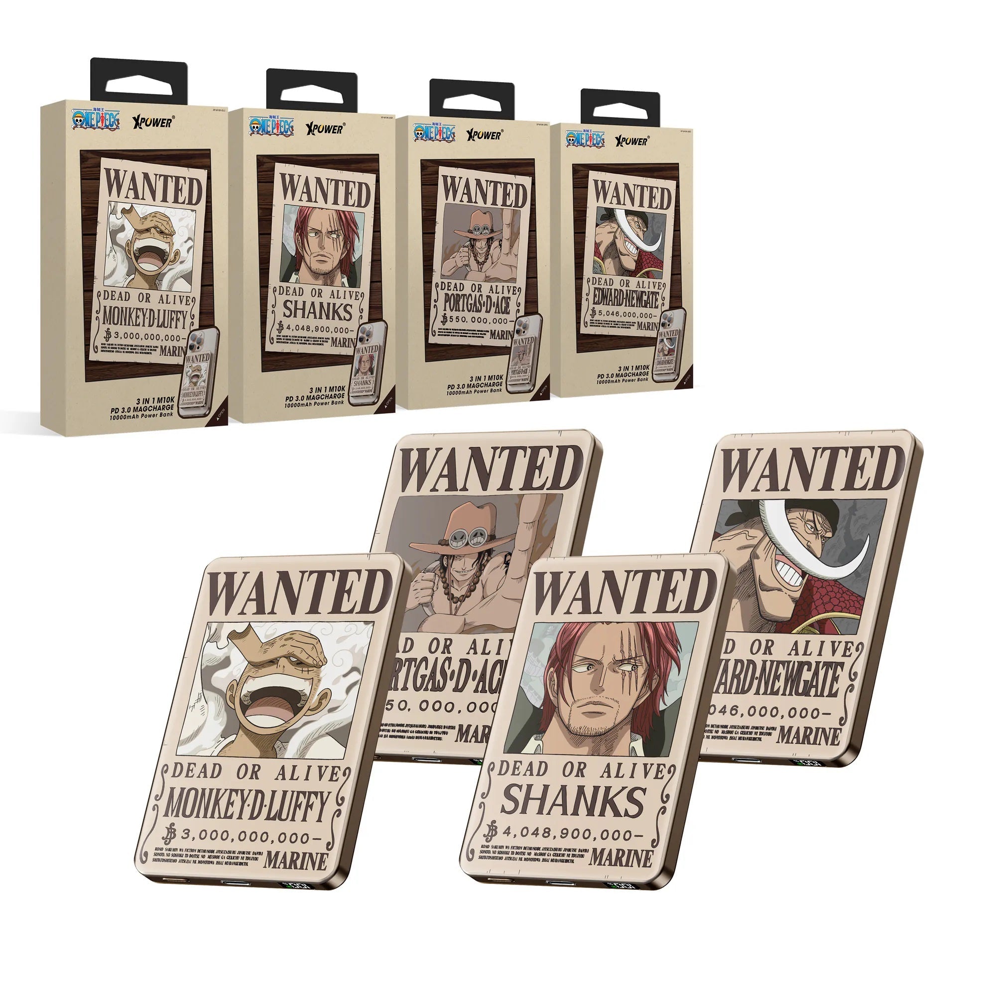 XPower《海賊王》MagSafe 3合1 10000mAh超薄數顯無線充電器 - Microworks ACG