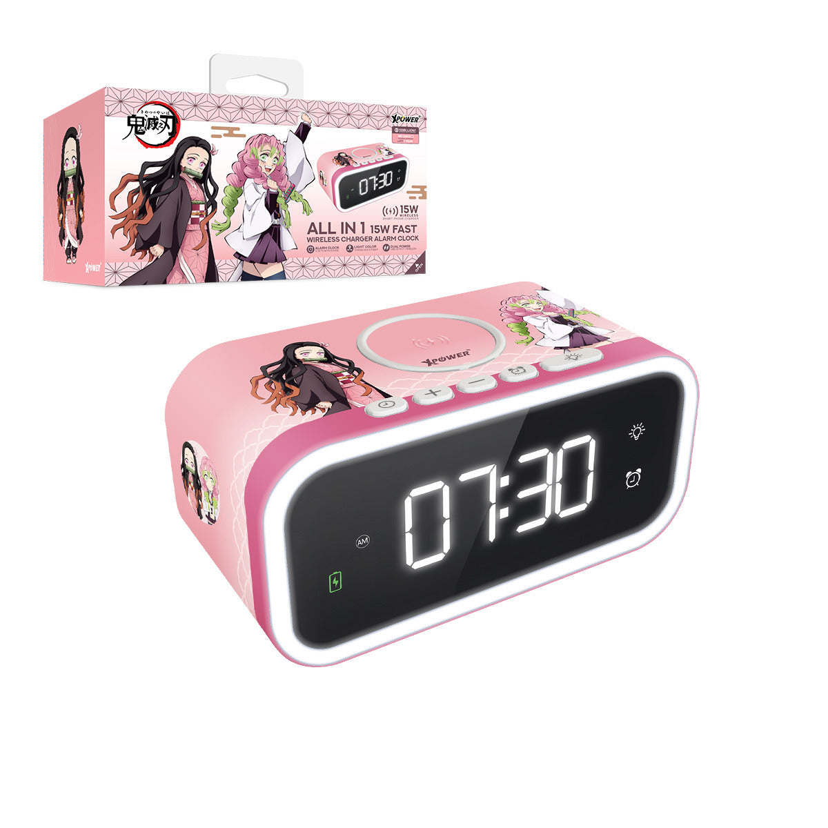 XPower 鬼滅之刃 QIC3 多合一15W無線充電夜燈鬧鐘