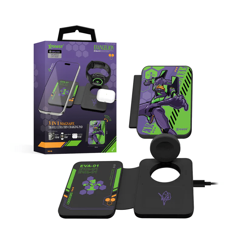 XPower《EVA新世紀福音戰士》EVA初號機 MagSafe 3合1 超薄便攜無線充電板 (WLM9) - Microworks ACG