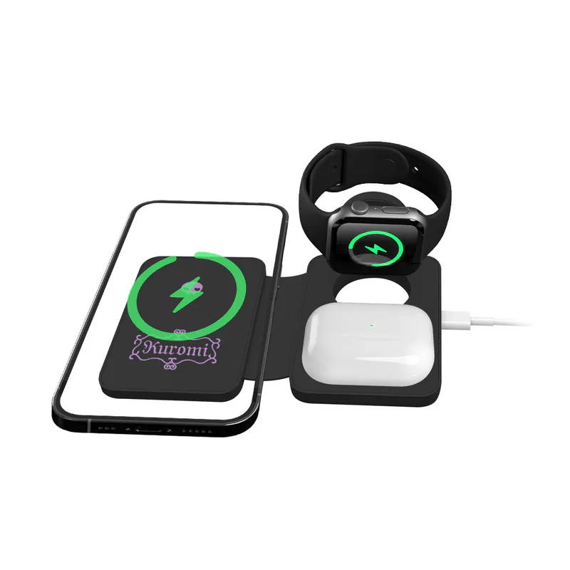 XPower x Sanrio Kuromi WLM9 3合1多功能咭片型無線充電器 - Microworks ACG