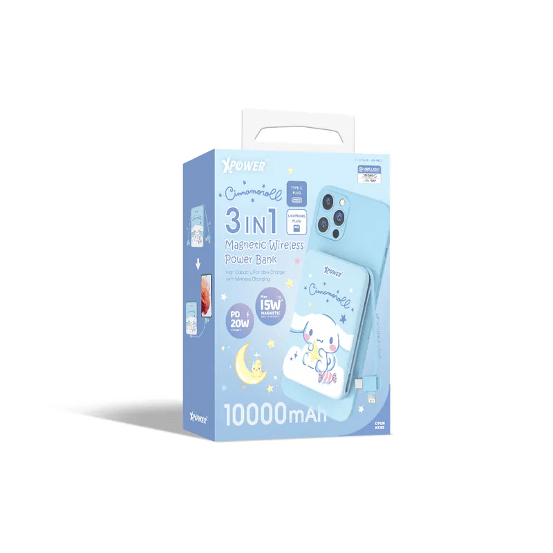 XPower x Sanrio Cinnamoroll M10C 3合1磁吸無線快充+PD 3.0外置充電器 - Microworks ACG