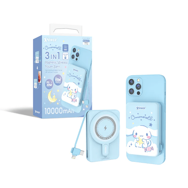 XPower x Sanrio Cinnamoroll M10C 3合1磁吸無線快充+PD 3.0外置充電器 - Microworks ACG
