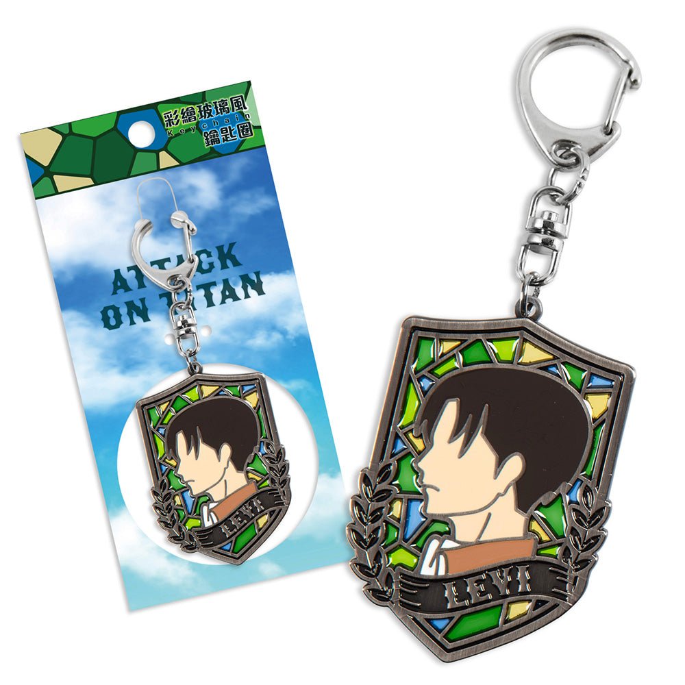 進擊的巨人 彩繪玻璃風鎖匙扣 B款 里維 - Microworks ACG