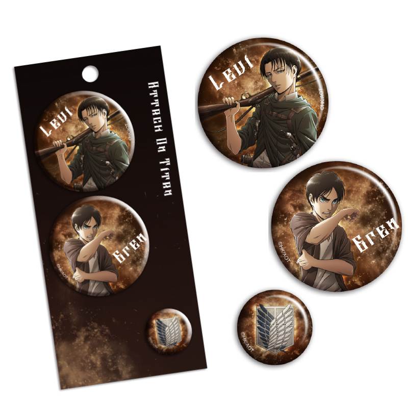 進擊的巨人 襟章組(圓3入) A款 艾+里 - Microworks ACG