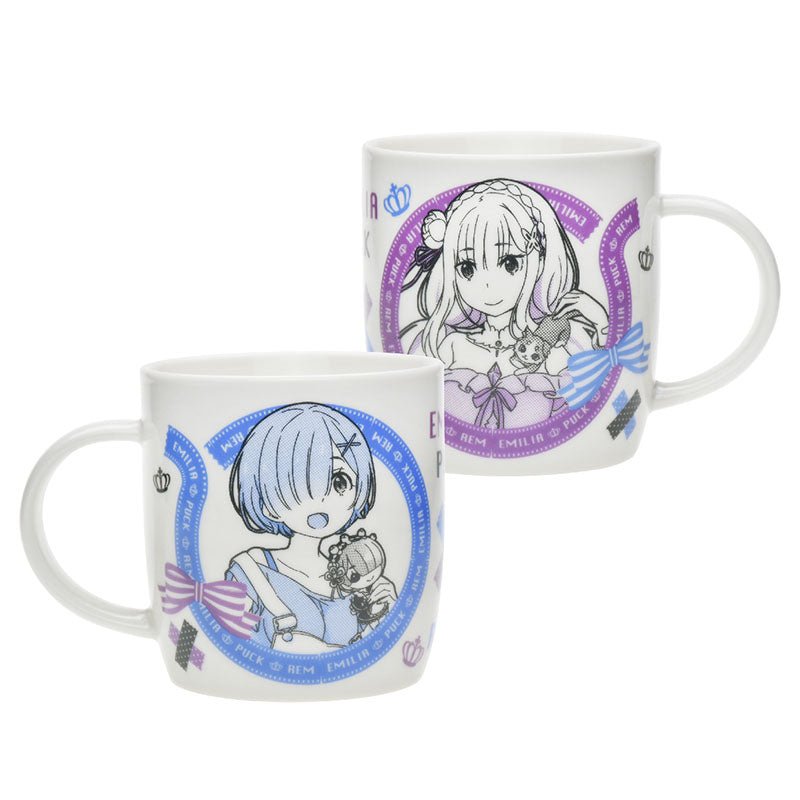 從零開始 瓷杯350ml A款 愛蜜莉雅+雷姆 - Microworks ACG