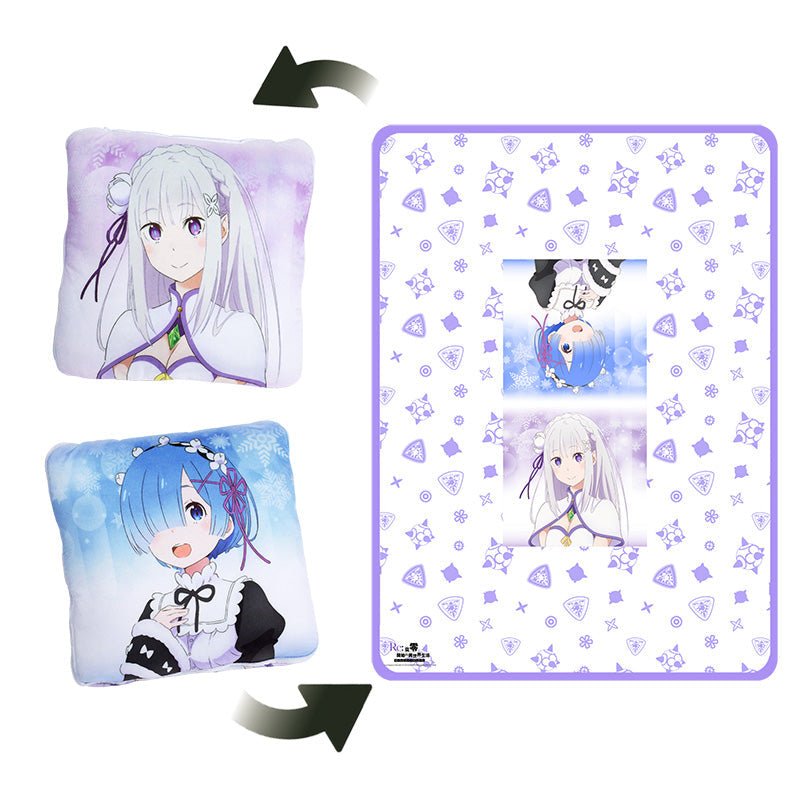 從零開始 抱枕毛毯 A款 愛密莉雅+雷姆 - Microworks ACG