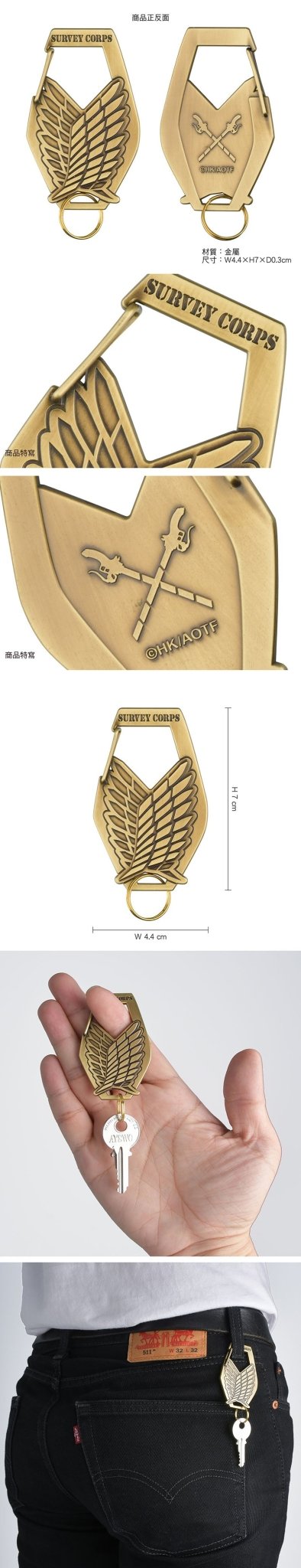 進擊的巨人 造型登山扣鎖匙扣 A款 - Microworks ACG