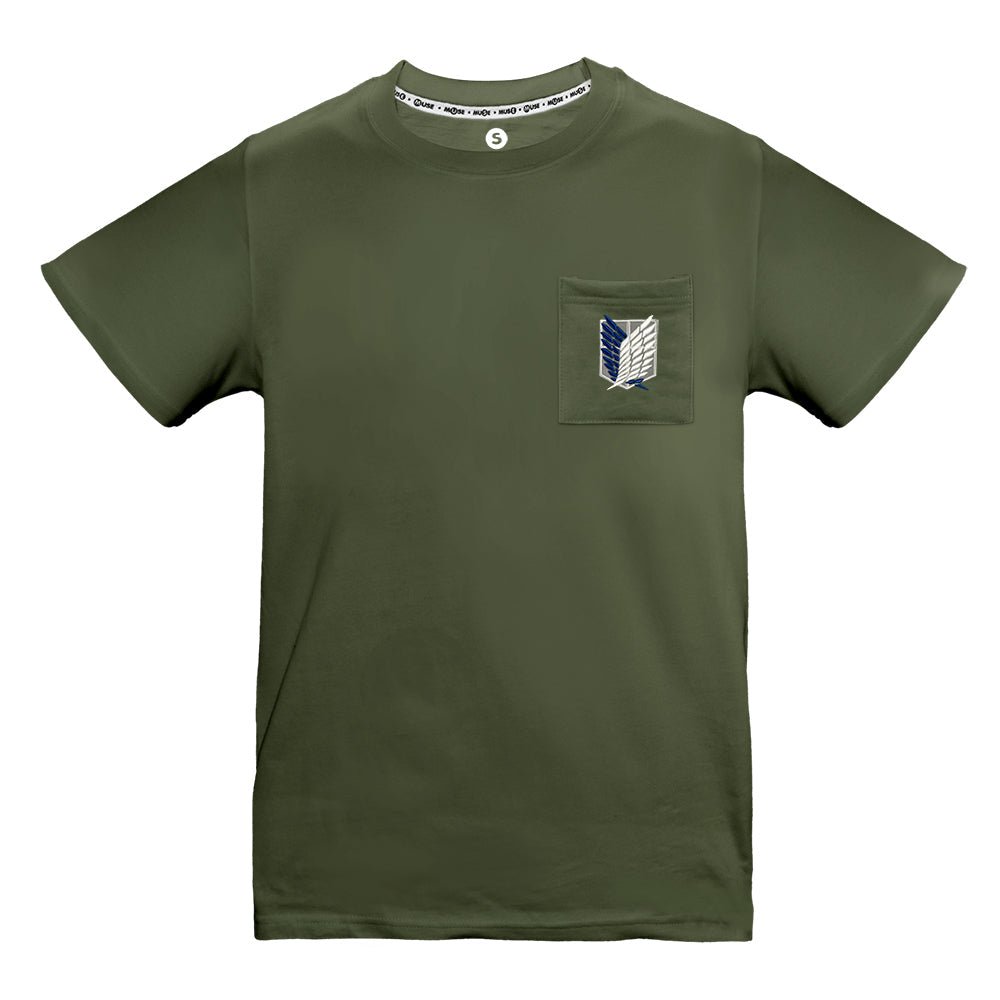 進擊的巨人 刺繡口袋T-shirt 調查兵團 - Microworks ACG