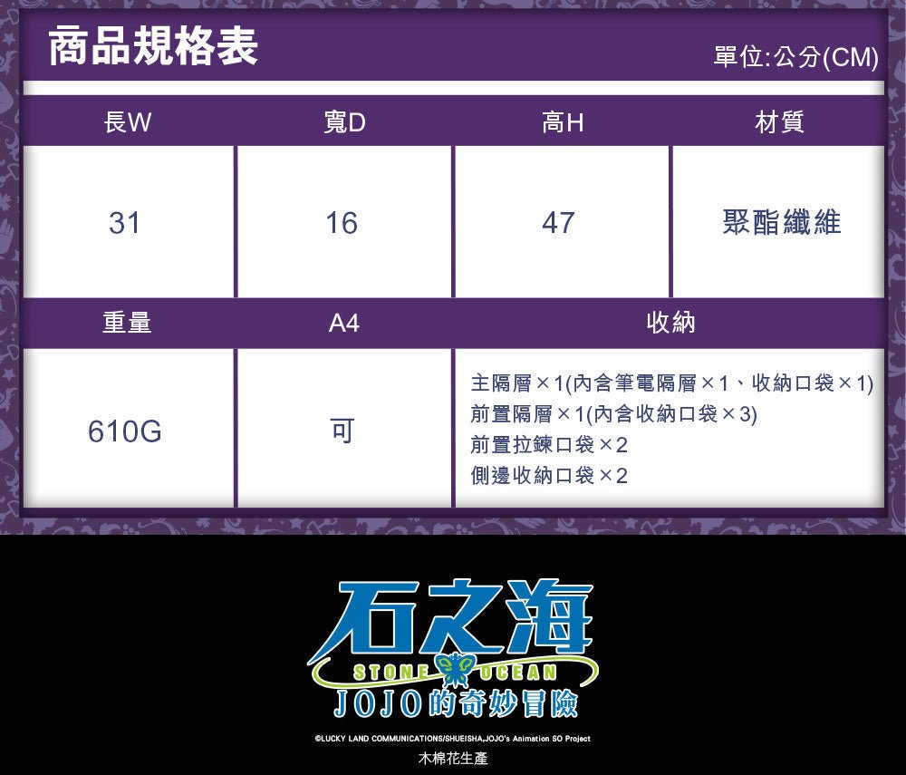 JoJo的奇妙冒險V 後背包 B款 承太郎 - Microworks ACG