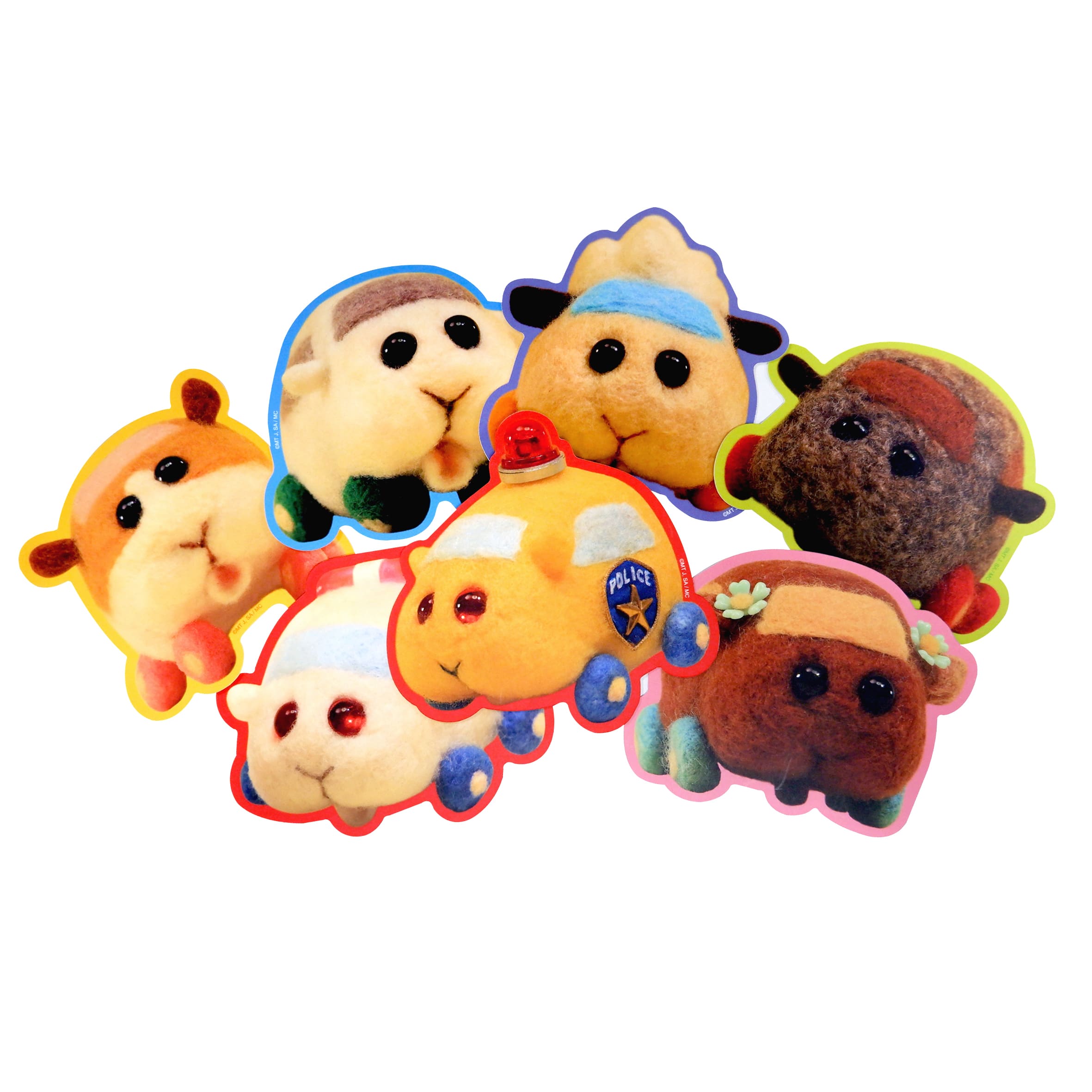 Pui Pui 天竺鼠車車 造型貼紙組(7入) - Microworks ACG