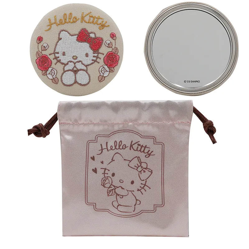 Hello Kitty 刺繡鏡連袋