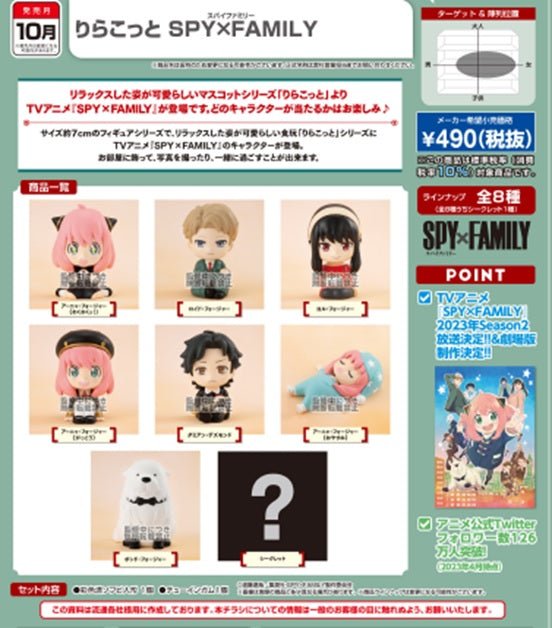 Bandai Candy Toy RIRAKOTTO SPY×FAMILY間諜家家酒造型公仔 (一盒Full Set) - Microworks ACG
