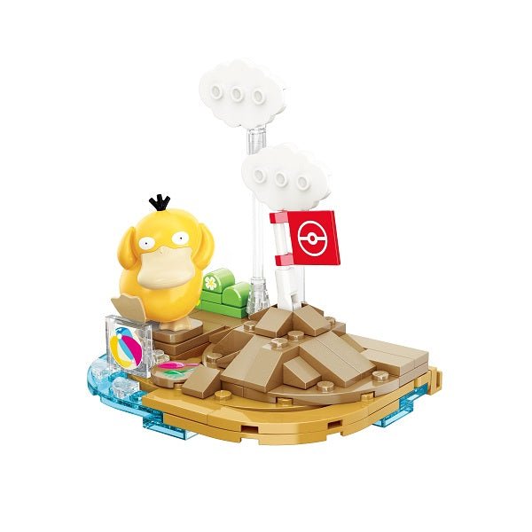 Qman Keeppley 寶可夢小場景積木 可達鴨堆沙堡 - Microworks ACG