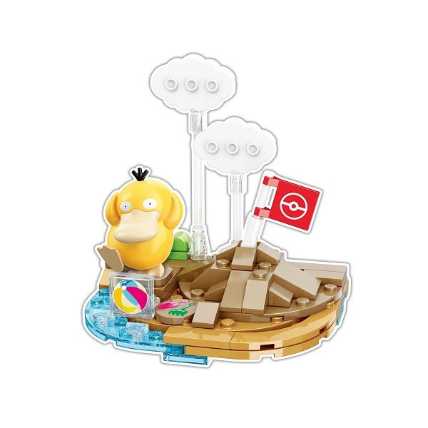 Qman Keeppley 寶可夢小場景積木 可達鴨堆沙堡 - Microworks ACG