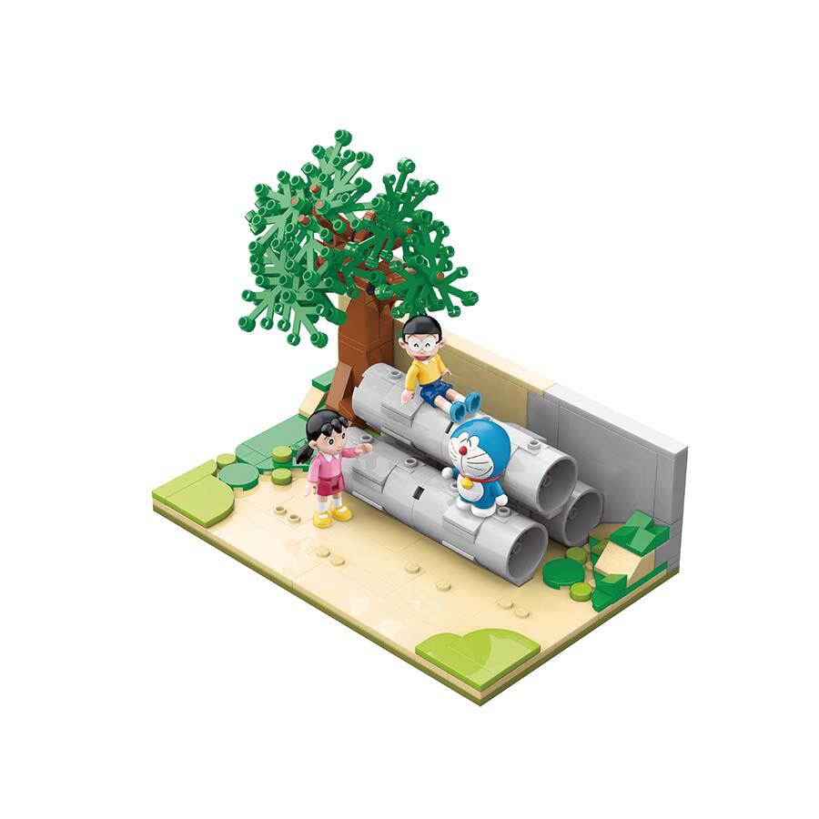 Qman Keeppley 多啦A夢 水泥管空地情境造型積木 - Microworks ACG