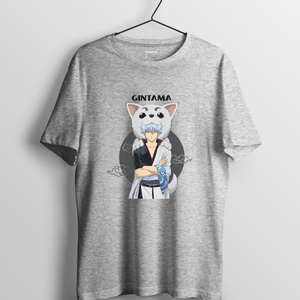 銀魂 T-shirt 坂田銀時與定春 (灰色) - Microworks ACG